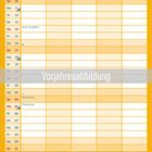 Kalender für Mai mit Feiertagen und Aktivitäten. Illustration: Park mit Bäumen, Leuten, Enten und einem Karussell.