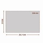 DIN A4, 21 CM hoch, 29,7 CM breit. Rechteck mit gestricheltem Rand.