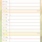 Kalender für April, mit Sonnenaufgang/-untergangszeiten und Markierungen für Welttage. Pastellfarbene Gestaltung.