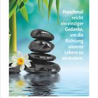 Text: "Manchmal reicht ein einziger Gedanke, um die Richtung unseres Lebens zu verändern."

April 2027 Kalender, KW 16.

Darunter: Steine, Wasser, Blätter.