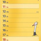 "Juli", "Schafe Sommermode", "Beste Wurmkur aller Zeiten!". Kalenderblatt mit Schafen im Bikini am Strand.