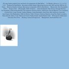 Text über Musikproduktion und Mitwirkende. Schwarz-weiße Fotografie von einem Glasgefäß mit langem Hals auf blauem Hintergrund.