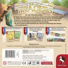 Logo "Tricky Traders". Text: "Es ist Marktwoche". Anweisungen: 1. Spielkarten, 2. Persönlichkeiten beeinflussen, 3. Ziele finden.