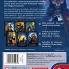 Text: "WOLFSMOND", "Die Nacht bricht herein...", "Inhalt: 39 Karten, 12 Plättchen, 1 Anleitung". 

Illustration: Werwolf in Umhang mit Karten.