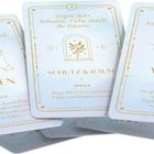 Drei spirituelle Karten mit Texten: "Ahnen", "Schutz & Raum", "Vision". Enthalten Illustrationen von Händen, Pflanze, Diamant.
