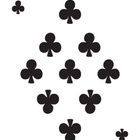 "9" und "6" stehen in den Ecken, dazwischen neun Kreuz-Symbole. Spielkarte.