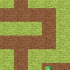 Keine Texte vorhanden. Eine pixelige Landschaft mit Wegen auf einer grünen Fläche, ein Charakter oben und ein grüner Edelstein rechts.