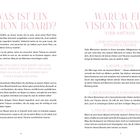 Auf der linken Seite steht: "WAS IST EIN VISION BOARD?" und rechts: "WARUM EIN VISION BOARD? VIER GRÜNDE". Es folgen Texte mit Erklärungen.