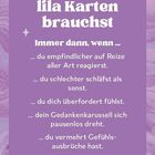 "Wenn du die lila Karten brauchst. Immer dann, wenn..." Text in weiß auf lila Hintergrund mit dekorativen Sternen.
