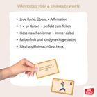 STÄRKENDES YOGA & STÄRKENDE WORTE: Details zu Karten mit Übungen und Affirmationen, ideal als Geschenk, bunt gestaltet.