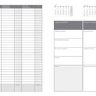 Kalender mit Spalten für Juli und August, Ausgaben und Notizen. Tabellen für tägliche Ausgaben und monatliche Termine.