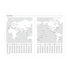 "World Time Chart" mit Zeitzoneneinteilung auf einer Weltkarte und Zeitliste für Städte weltweit.