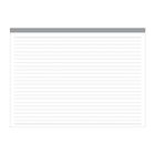 Oben ein grauer Balken; Rest ist weiß mit mehreren schwarzen Linien, wie ein Schreibblock.