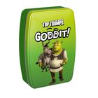 Text: "Top Trumps GOOOIT!" Illustration: Grüner Oger und ein Esel auf einer grünen Box.