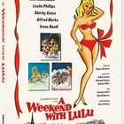 "A Weekend with Lulu" ist groß in Rot geschrieben. Eine blonde Frau im roten Bikini ist abgebildet. Darunter Szenenillustrationen.