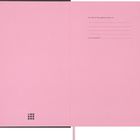 Rechts: "In case of loss, please return to:" und "As a reward: $". Links: kleines, quadratisches Logo unten. Rosa Hintergrund.