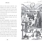 Textseite mit einer Illustration: Menschen arbeiten an einem Zelt. Hintergrund: Achterbahn, Bäume, Hühner.