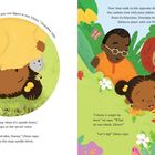 „Why don’t you look at the map and see if you can figure it out...“ Eine Illustration: Drei Kinder erkunden eine grüne Landschaft.