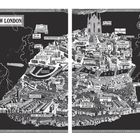„New London“ steht oben links. Illustration einer Stadtkarte mit Vierteln wie „Gold District“ und „Ink River“.