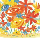 Texte: “Music was spilling from each giant bloom... It rose in Jay’s chest and made them feel brave...” 
Illustration: Bunte Blumen und Noten.