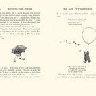 Seitenzahlen 14 und 15 aus "WINNIE-THE-POOH". Winnie mit Ballon, Bienen fliegend. Dialoge und Liedtext: "How sweet to be a Cloud".