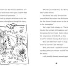 Links: Skizze mit „space rock“, „intergalactic catapult“, „Earth (full of dinos)“, „cool alien“. Rechts: Gespräche über Dinosaurier und Theorie.