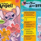 "All About Angel!" Text über Experiment 624, enge Freundschaft mit Stitch. Quiz: "Who is Your Alien BFF?", Vorlieben erkunden.