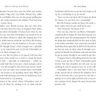 "Ballet Shoes for Anna", "The Story Begins" und Seitenzahlen 14 und 15 sind sichtbar. Der Text beschreibt eine Geschichte über Christopher Docksay, der Künstler werden möchte, aber von seinem Vater ermutigt wird, Bankmanager zu werden.