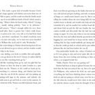 Titel: "White Boots", "The Johnsons". Text erzählt von Harriet, die krank war, nicht zur Schule darf und zur Erholung am Fluss entlanggeht.