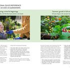 Saisonaler Schnellüberblick für UK- und US-Gärtner: Frühling beginnt, Sommer Wachstum. Bild links: Kind mit Pflanze, rechts: Erntekorb.