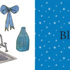 "Blue" steht auf einem blauen Hintergrund mit Sternen. Links ein Tiger, der Wasser aus einem Hahn trinkt, daneben eine blaue Flasche.