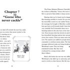 Kapitel 7: "Geese who never cackle". Eine Illustration zeigt Menschen in einem Bus. Text: "Careless talk costs lives".