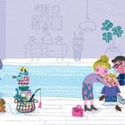 Seitenzahlen 18 und 19. Eine Illustration zeigt zwei Erwachsene, die liebevoll ein Kind trösten. Ein kleiner Hund sitzt daneben.