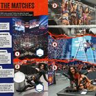 „Match the Matches: WARGAMES, FALLS COUNT ANYWHERE, ELIMINATION CHAMBER, EXTREME RULES, TLC.“ Links Text, rechts Fotos.