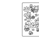 Illustration von niedlichen Tieren, die Ostereier in Körben sammeln, umgeben von Blumen und Büschen.