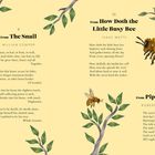 9. From The Snail, 10. From How Doth the Little Busy Bee, 11. From Pippa Passes. Gedichte, illustriert mit Blättern, Biene, Schnecke.