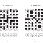 Puzzle 294 und 295, zwei Kreuzworträtsel mit numerischen Hinweisen. Alphabet unten, Buchstaben: P, Z, Y; Q, J, G.