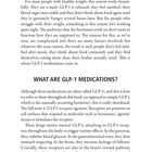Seite 30, "THE KNOWLEDGE" oben. Überschrift: "WHAT ARE GLP-1 MEDICATIONS?". Text beschreibt GLP-1 Medikamente.