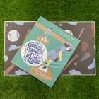 "THE GIRL WHO CHANGED LITTLE LEAGUE" steht auf einem Baseball-Cover, das ein Mädchen im Spielfeld zeigt.