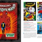 Links steht „Spider-Man No More!“, im Hintergrund eine große Spiderman-Figur, vorne ein Mann im Anzug.