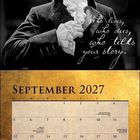 Kalender für September 2027. Oben ein schwarz-weißes Portrait eines Mannes in historischer Kleidung.