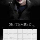 September 2027 Kalender mit einem Kunstporträt eines nachdenklich blickenden Mannes oben.