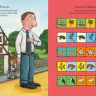 Links oben: "George's Friends", Text: George trifft Freunde. Rechts: "Summer Patterns", Anweisungen zum Muster vervollständigen.