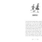 CHAPTER 1. Illustration: Ein Junge hält die Hand eines Mädchens, beide laufen. Links beginnt eine Geschichte über Carries Traum.