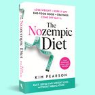 Texte: "Lose Weight + Keep It Off", "The Nozempic Diet", "Kim Pearson". Ein Buch mit einem grünen Maßband.