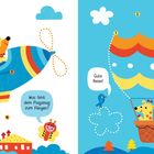 Links: "Was fehlt dem Flugzeug zum Fliegen?" Rechts: "Gute Reise!", "Verbinde die Zahlen und male unseren Heißluftballon fertig."