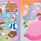Eine Illustration zeigt Kleidungsstücke zu "Hänsel und Gretel" (links) und "Aschenputtel" (rechts) mit Süßigkeiten und Accessoires.