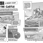 Kapitel 1: A Sporty Start. Der Text beschreibt Lucy's sportliche Familie und ihre Kindheit nahe Lindisfarne Castle.
