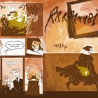 Texte: "Koko! you need to calm down!" "let her." "KRAKK", "CRASAH", "PRRMMMBBLEE", "CRAKN", "FRISH". Illustration: Eine Frau in Bewegung.