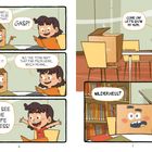 Comic mit Dialogen: "GASP!", "WILDERNESS?", "REAL-LIFE WILDERNESS!", "LET'S SHOW MY MOM". Kind spricht mit Kartonfigur.